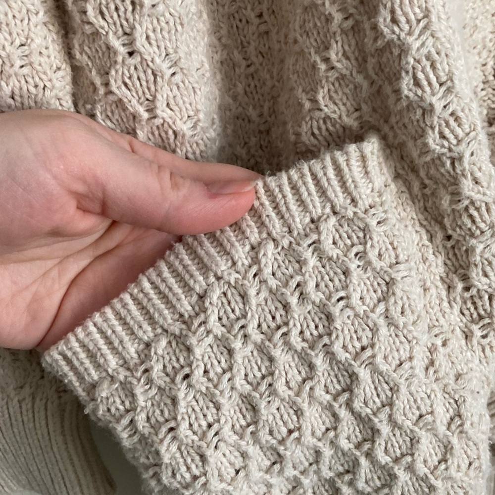 Pact Organic Oatmeal Lattice-Knit Long Cardigan XS/S - Picture 4 of 6